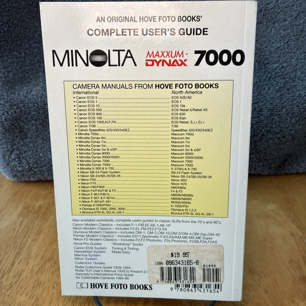 Minolta MAXXUM Dynax 7000 (Hove User's Guide) by Herbert Kaspar (Very Good)